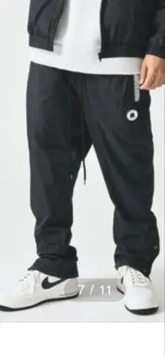 example ナイロンパンツ　ブラック ドローストリングパンツ