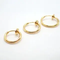 【新品未使用】ステンレス18kメッキ　フープイヤリング　11mm10個