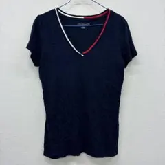 TOMMY HILFIGER ネイビー VネックTシャツ　M▲29