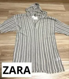 ZARA ストライプ　フードチュニック L LX