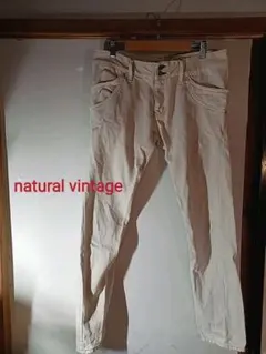 古着 natural vintage ダメージ加工 ホワイト デニムパンツのサムネイル