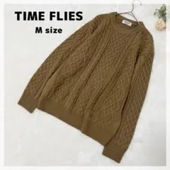 【タイムフライズ】ケーブル編み ニットプルオーバー M キャメルブラウン