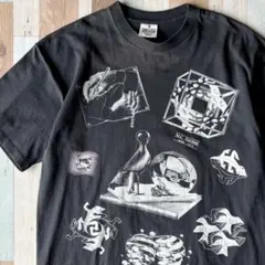 【極上品!!】90s M.C.ESCHER プリントTシャツ XL 黒 USA製