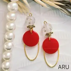 No.604★レッド☆赤☆ラウンド☆星☆リング☆ピアス☆イヤリング