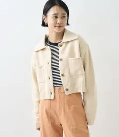 FREAK'S STORE 襟付きショートニットカーディガン