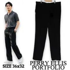 【US古着】PERRY ELLIS サテンスラックス ブラック 36x32のサムネイル