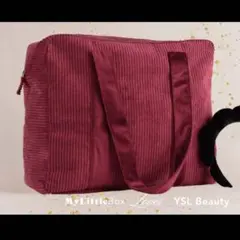 マイリトルボックス　バーガンディ コーデュロイ トートバッグ