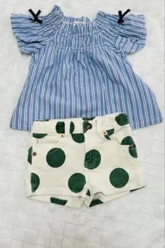 ストライプトップスとパンツ90cm