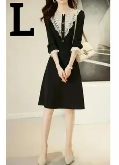 ♡最終値下げ♡Lサイズ ワンピース レディース 半袖 フォーマル 膝丈