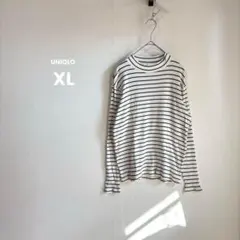 ユニクロ ボーダー クルーネック 薄手 ニット プルオーバー インナー XL