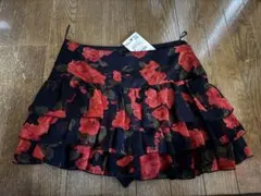 ZARA 花柄 ミニ フリルスコート レッド 新品未使用タグ付き