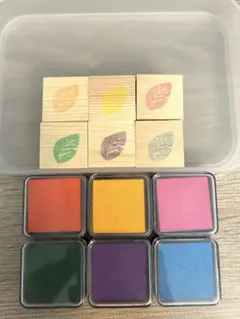 ウェディングツリー用 葉っぱスタンプセット 6色＋木製ハンコ6個 結婚式