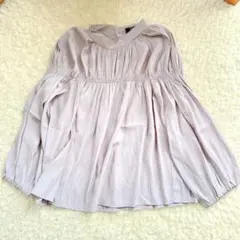 ＊新品未使用タグ付＊フレアブラウス　パープルブラウス　ハイネックブラウス