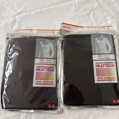 ２枚　ヒートテック UネックT 8分袖　黒 ブラック　L ユニクロ
