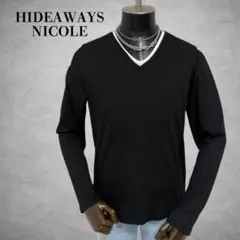 HIDEAWAYS NICOLE ロンT 長袖カットソー　黒　ブラック　Ｖネックのサムネイル