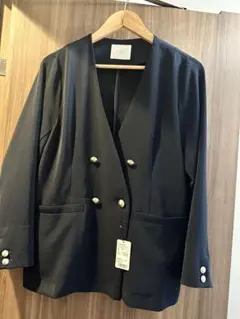 FAVORI ノーカラージャケット ネイビー