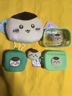 新品　ちいかわプライズ　くりまんじゅうぬいぐるみパスケース、ポーチセット