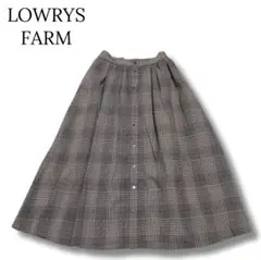 フレアロングスカート　グレー　チェック柄　レディース　フリー　ローリーズファーム