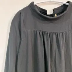 【M】黒　ハイネック　長袖　ドレス　シンプル　カジュアル　シンプル