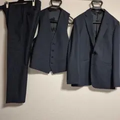 【Lサイズ】メンズ 3ピーススーツ ネイビー 3点セット