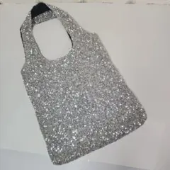スパンコール シルバートートバッグ