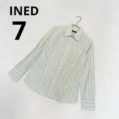 INED イネド 長袖 シャツ ブラウス ストライプ柄 グリーン ブルー 7のサムネイル