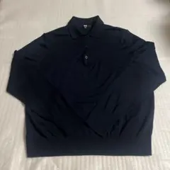 ユニクロ ネイビー 長袖 ポロシャツ XL 毛100%