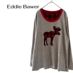 エディーバウアー　長袖リブトップス　トナカイクリスマス　カジュアル　大きめL