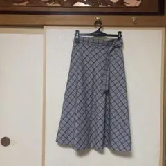 【美品】フレアスカート グレー　バーガンディ チェック柄