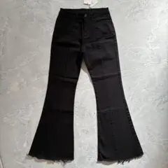 GRL ブラック フレアデニムパンツ カットオフ