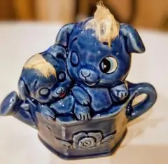 昭和レトロ 陶器 犬の親子　置物　貯金箱　ファンシー雑貨
