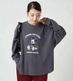 新品　FREAK'S STORE ミッキーワッフルT ロンT ダークグレー