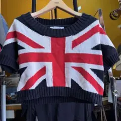 アメリカ古着 Forever 21 ユニオンジャック クロップドニット Sサイズ
