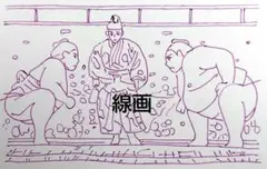 ★ポストカードサイズ「相撲」ボールペンドローイング★