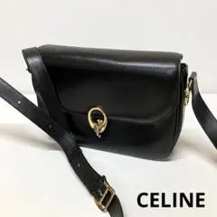 E182 CELINE セリーヌ レザー ショルダーバッグ 黒のサムネイル