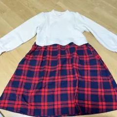 branshes 子供　キッズチェック柄ワンピース 長袖　両側ポケットあり