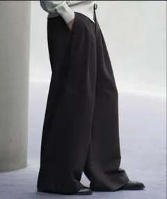 SLIGHT FLARE DOUBLE CLOTH BAGGY SLACKS S