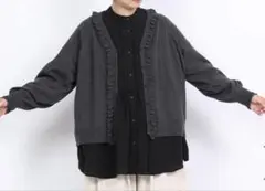 tumugu コットンリブニットフリルカーディガンのサムネイル