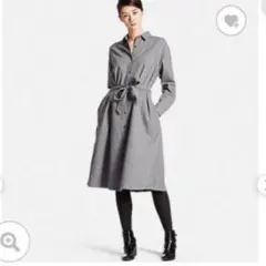 UNIQLO　フランネルシャツワンピース　グレー　S　ウエストベルト