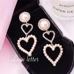 No.300 パールハート3連ピアス ゴールド 韓国 上品 量産型 地雷