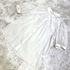 【GU】S 半袖ブラウス　ホワイト　ボタンダウン　レディース
