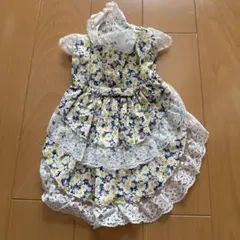 犬用花柄レースドレス 黄色系