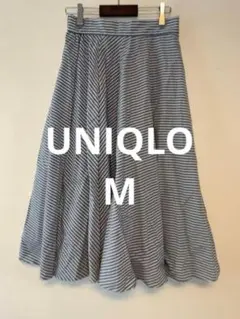 UNIQLO ユニクロ ロングスカート 太めボーダー ライトブルー サイズM