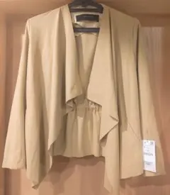ザラ　ベーシック　スエード　ジャケット　カーディガン　ベージュ　ZARA