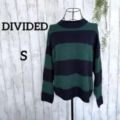 ディバイデッド/ラガーシャツ風 ニット セーター S ゆったり 長袖 緑 紺