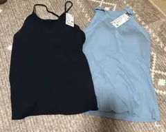 UNIQLO ブラトップ ネイビー 水色 Mサイズ