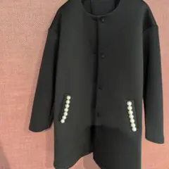 ローズティアラ パール付き ロングコート 42 XL 黒 - メルカリ