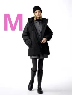 GU ウォームパデッドステッチレスコート 黒 M
