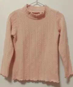 BEAMS mini ジャカード長袖ハイネックカットソー 110cm ピンク