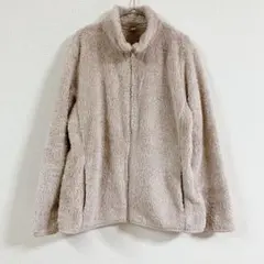 ユニクロ ファーリーフリース フルジップジャケット ベージュ 【XL】もこもこ